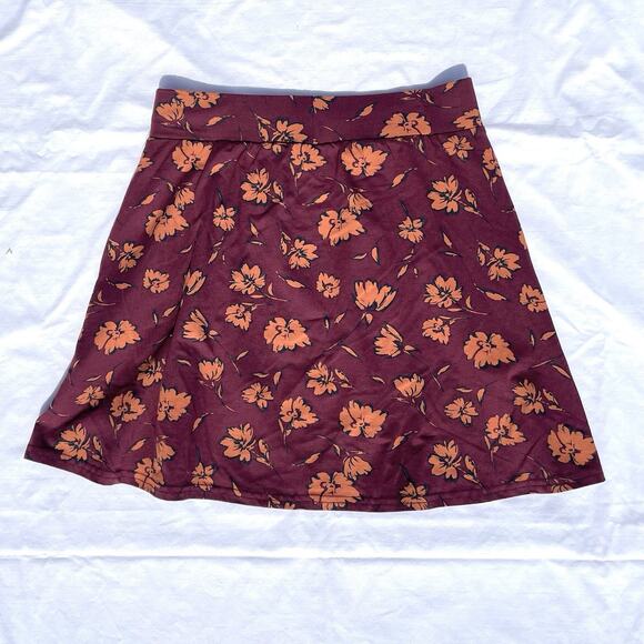 Pact Saylor Mini Skirt Womens Small Brushed Floral Raisin Purple Organic - Picture 3 of 6